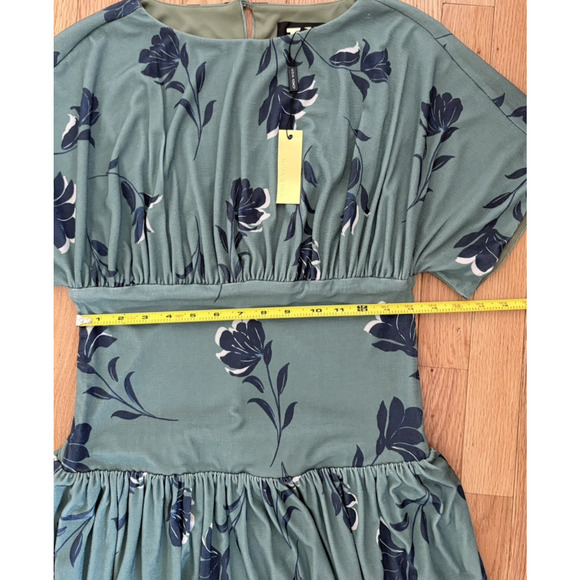 ALEXIA ADMOR Sage Floral Luna Dress Size Small Drop Waist Midi Wedding Guest - Picture 14 of 15